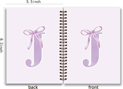 Blue Bow Journal Notebook for Girls,Initial H Journals Personalized Diary Gifts for Teen Girl Kids,Monogrammed Gifts for Women,Trendy Coquette Cute Hardcover Spiral Notebook 5.5 x 8.3 - Colors B