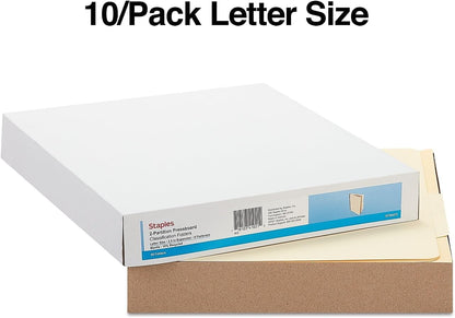 Staples Classification Folders, Letter Size, 2‑Dividers, 2.5" Expansion, Manila, Heavy‑Duty Construction – 20/Carton