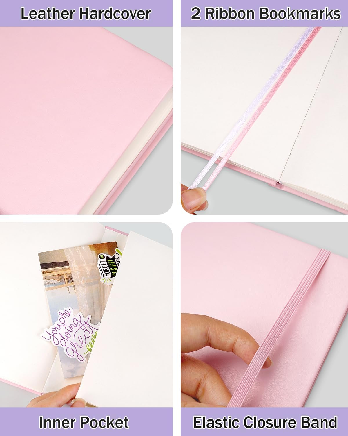 Dynta Blank Journal Notebooks for Women Men, 6 Packs A5 Hardcover Sketchbook, 200 Pages/100 Sheets Unlined Paper, 6 Colors, 5.8" x 8.4" Plain Journals bulk for Writing, Sketching, Drawing