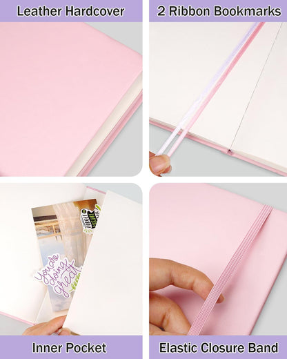Dynta Blank Journal Notebooks for Women Men, 6 Packs A5 Hardcover Sketchbook, 200 Pages/100 Sheets Unlined Paper, 6 Colors, 5.8" x 8.4" Plain Journals bulk for Writing, Sketching, Drawing