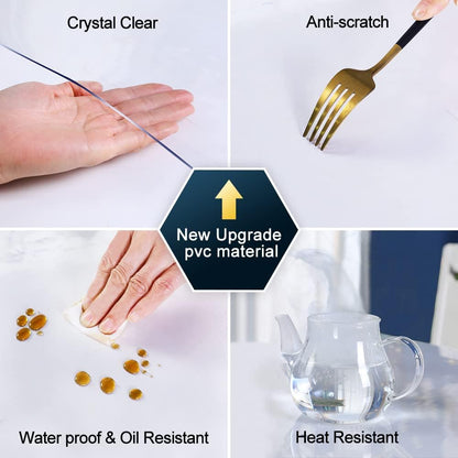 Transparent 14x24 in Small Office Desk Blotter Mat Clear Plastic Table Protector Cover Pad PVC Topper Surface Proection Mat Pad Anti Scratch Table Mat Glass End Table Protector Waterproof Easy Clean - Colors A