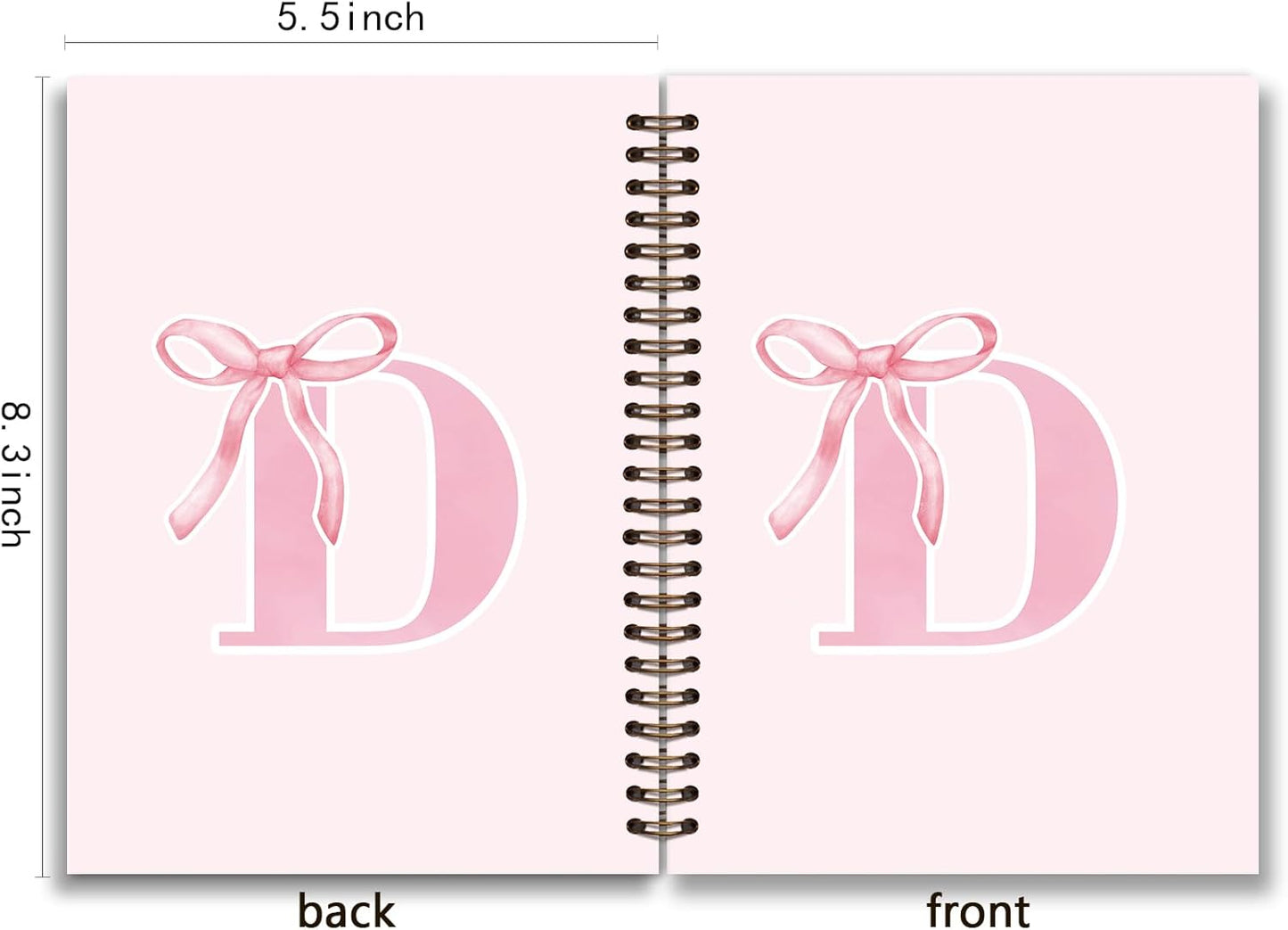 Blue Bow Journal Notebook for Girls,Initial H Journals Personalized Diary Gifts for Teen Girl Kids,Monogrammed Gifts for Women,Trendy Coquette Cute Hardcover Spiral Notebook 5.5 x 8.3 - Colors A