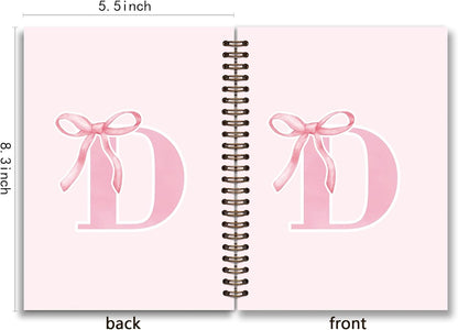 Blue Bow Journal Notebook for Girls,Initial H Journals Personalized Diary Gifts for Teen Girl Kids,Monogrammed Gifts for Women,Trendy Coquette Cute Hardcover Spiral Notebook 5.5 x 8.3 - Colors A