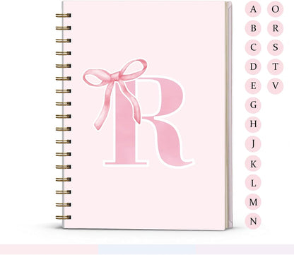 Blue Bow Journal Notebook for Girls,Initial H Journals Personalized Diary Gifts for Teen Girl Kids,Monogrammed Gifts for Women,Trendy Coquette Cute Hardcover Spiral Notebook 5.5 x 8.3 - Colors A