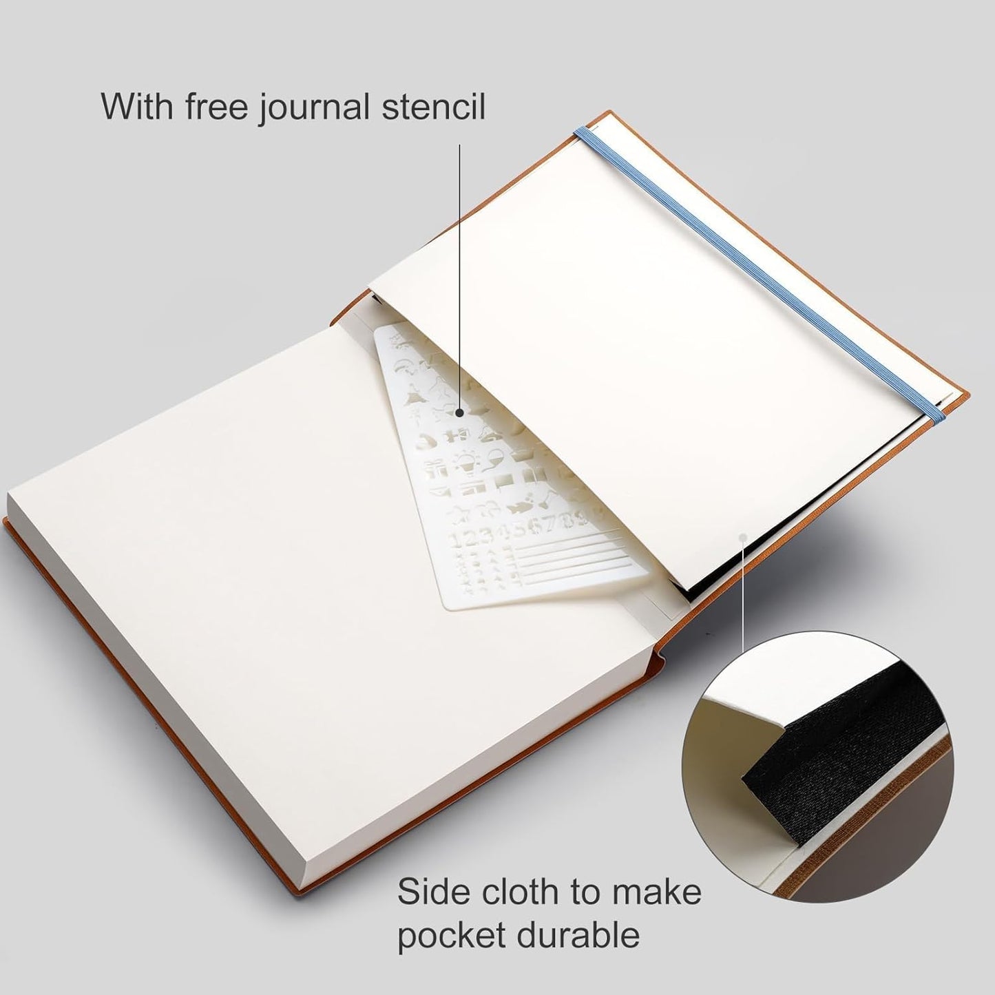AHGXG Graph Paper Notebook - Grid Paper Notebook Large A4 8.5''×11'', 320 Pages Thick Journal, 100gsm Thick Graph Paper, Leather Softcover, Inner Pocket - Black