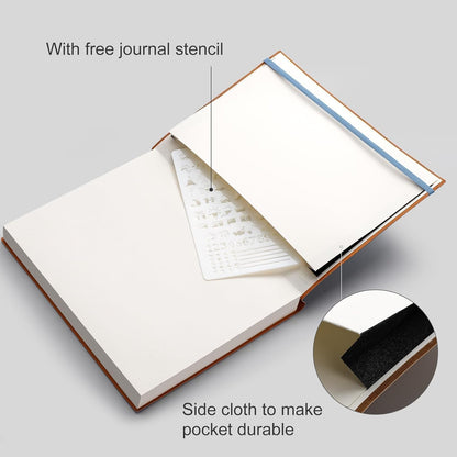 AHGXG Graph Paper Notebook - Grid Paper Notebook Large A4 8.5''×11'', 320 Pages Thick Journal, 100gsm Thick Graph Paper, Leather Softcover, Inner Pocket - Black