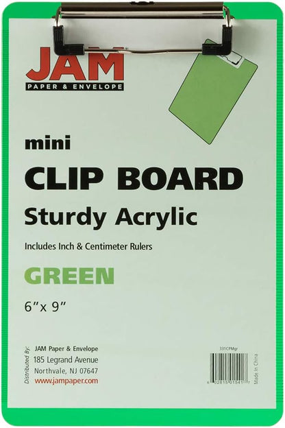JAM PAPER Small Plastic Memo Clipboards with Low Profile Metal Clip - Mini (6 x 9) - Blue - Clip Board Sold Individually