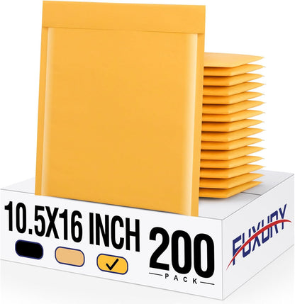 Fuxury Kraft Bubble Mailer 4x8” 50Pack Padded Envelopes Usable Size 4x7" Strong Adhesion Thick Bubble Envelopes Waterproof Cushioned Bubble Mailers Packaging for Small Business #000 Yellow