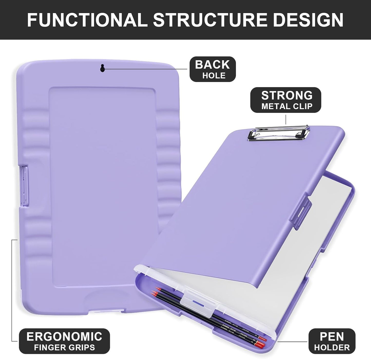 Plastic Clipboard with Storage, 8.5 x 11 Storage Organization Box Side-Opening, Heavy Duty Clip Board with Pen Holder and Paper Folder for Nurses, Teachers, Office & School Supply, Orange