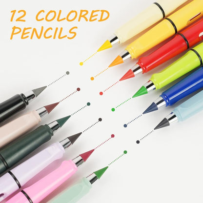 Ainiv Inkless Pencil with Eraser - 5 Sets Infinity Pencil, Reusable with Extra 5 Eraser & 5 Replaceable Nibs for Home, Office & School Writing, Drawing