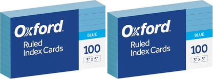 Oxford Ruled Color Index Cards, 3" x 5", Blue, 100 Per Pack (7321 BLU)