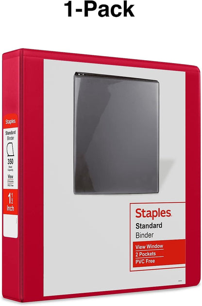 Staples Standard 2-Inch 3-Ring View Binder, Holds Up to 450 Sheets, Orange, Durable Binder for Office & School