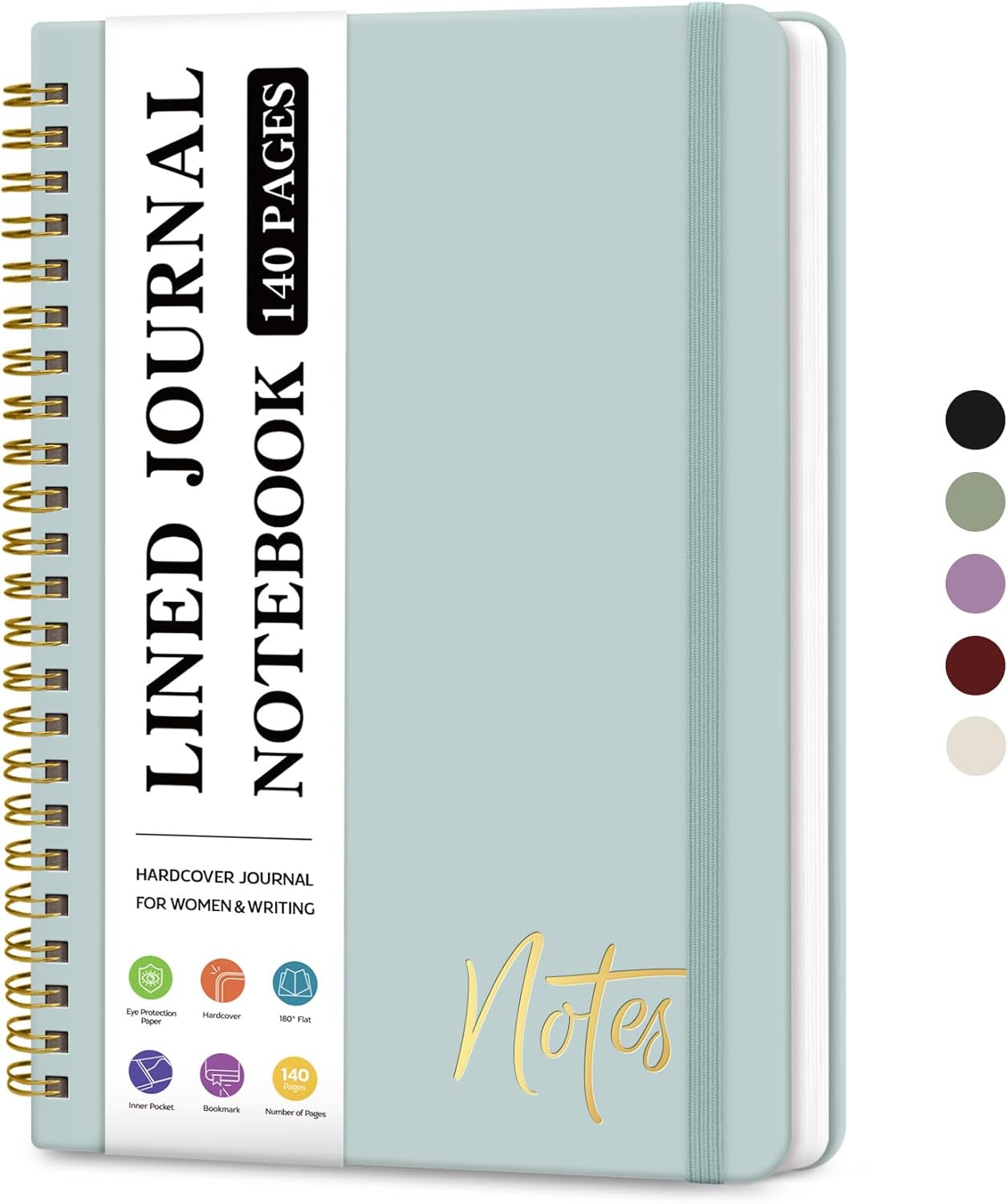 ZOTIA Lined Spiral Journal Notebook for Women, A5 College Ruled Journals for Writing, Hardcover Notebooks for Work, Note taking and Office School Supplies,140 Pages - Yellow
