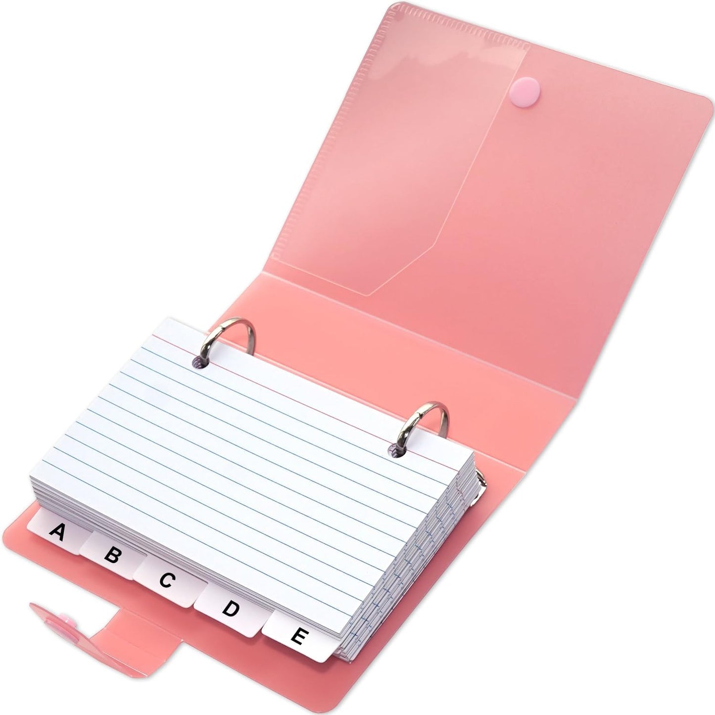 3x5 Lined Index Cards with Ring Binder Holder and Dividers, 100 Ruled Cards, Blue