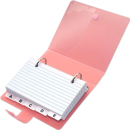 3x5 Lined Index Cards with Ring Binder Holder and Dividers, 100 Ruled Cards, Blue