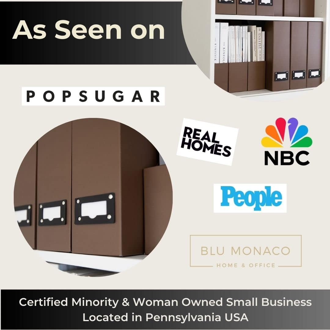 BLU MONACO Foldable Black Magazine File Holder | Set of 6 Cardboard Desk Organizer Boxes | Vertical Magazine File Holder | Standing File Holder | Office Classroom or Home