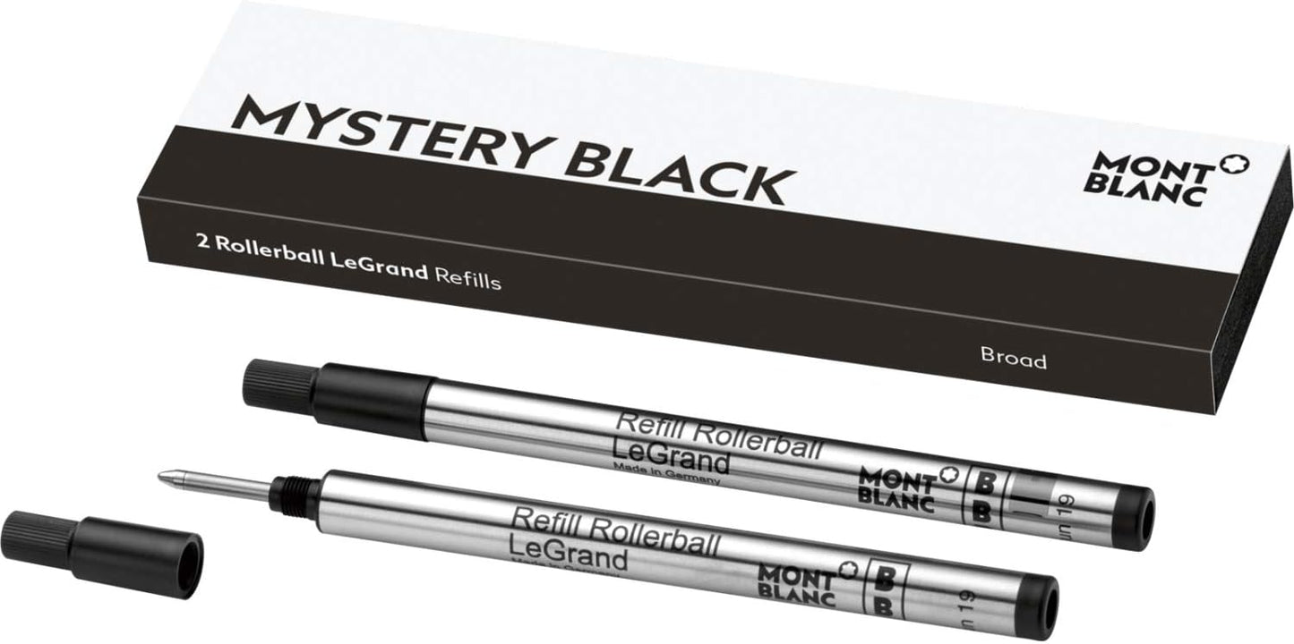 Montblanc Rollerball LeGrand Refills (F) Mystery Black 105166 – Pen Refills for Meisterstück LeGrand Rollerball Pens with a Fine Tip – 2 x Black Pen Cartridges