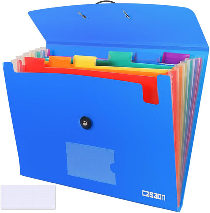 7 Pocket Accordian File Folders, Expanding File Folder A4 Letter Size Paper Portable Document Organizer-Black