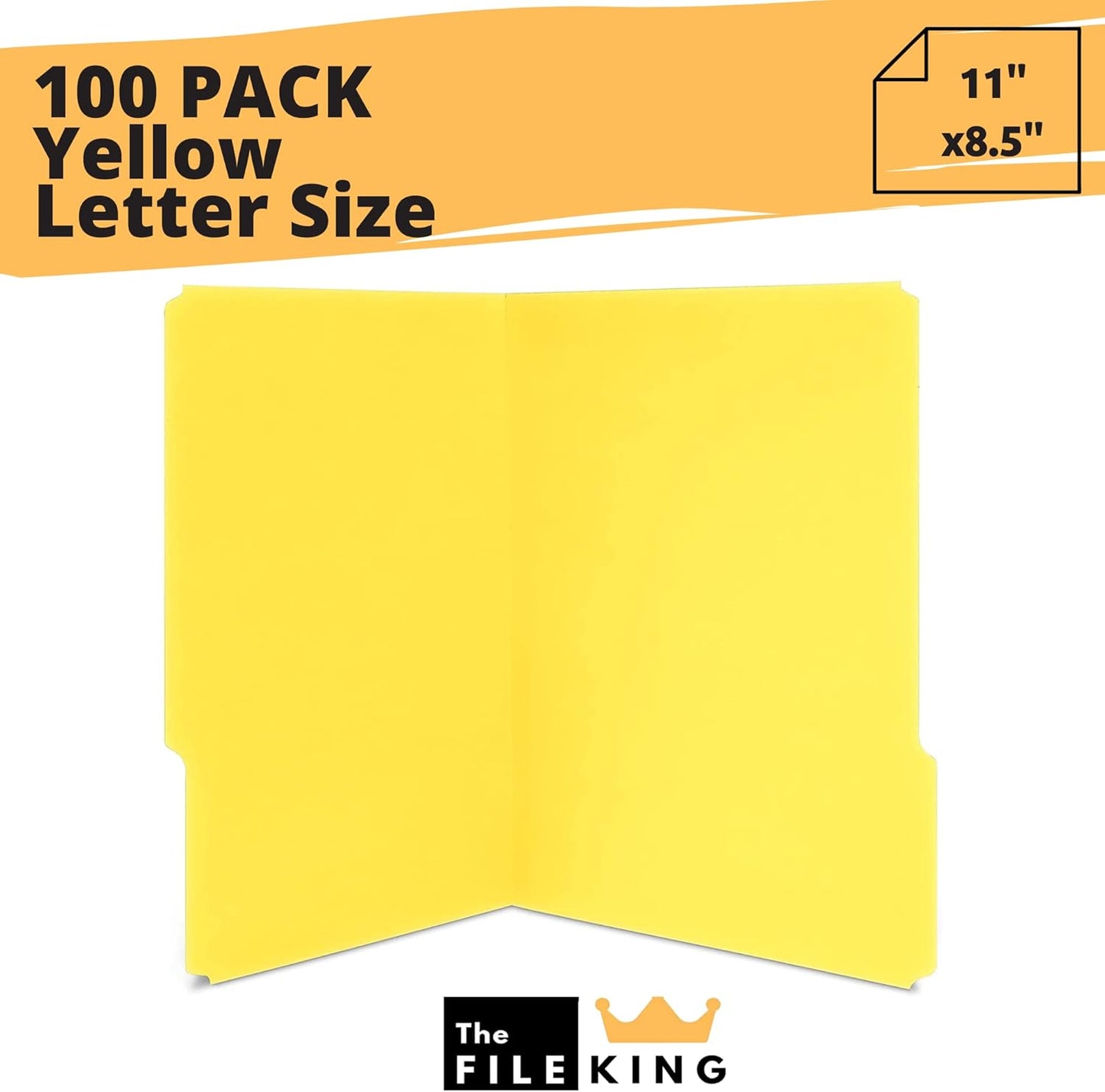 The File King 1/3 Cut File Folders Letter Size - 100 Pack | Manilla Folders 8.5 x 11 | Assorted 3 Tabs | Heavy Duty 11-Point Fiber | Made in USA | Undercut Front Style | Easy Labeling & Organization