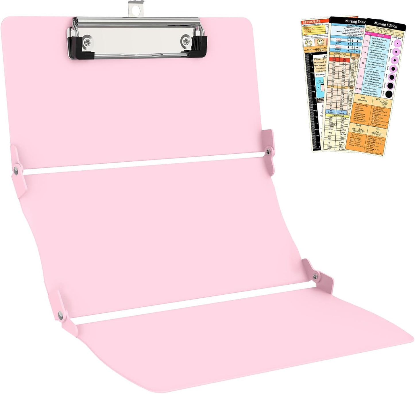 Nursing Clipboard Foldable Clipboard Medical: Edition Cheat Sheets Aluminum 3 Layers Foldable Clipboards Nursing Pocket Size Profile Clip Nurse Clipboards Notepad for Nurses Students and Doctors