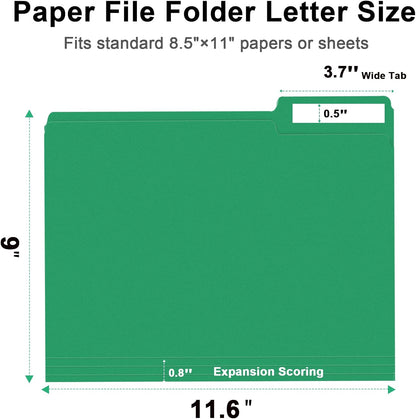 RAZCC File Folders, 100-Pack, 1/3 Cut, Letter Size, Yellow, Great for Organizing and Easy File Storage