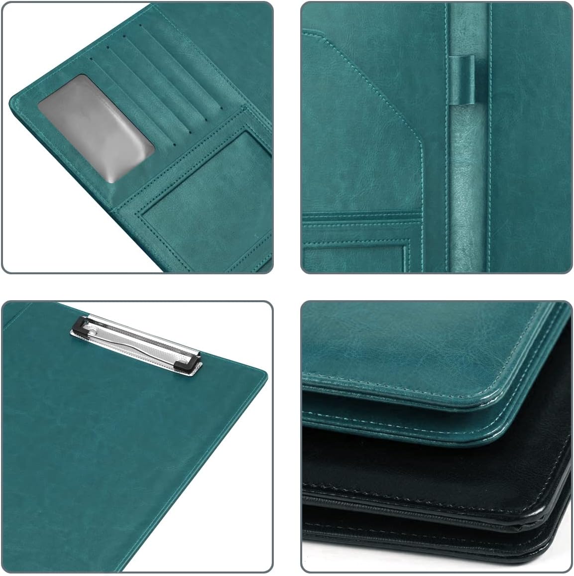 WAVEYU Resume Portfolio Folder, Padfolio Clipboard, Writing Portfolio Leather Clipboard with Cover for Legal Pad Holder Letter Size A4 for Business Conference Notepad Clip Boards, Purple