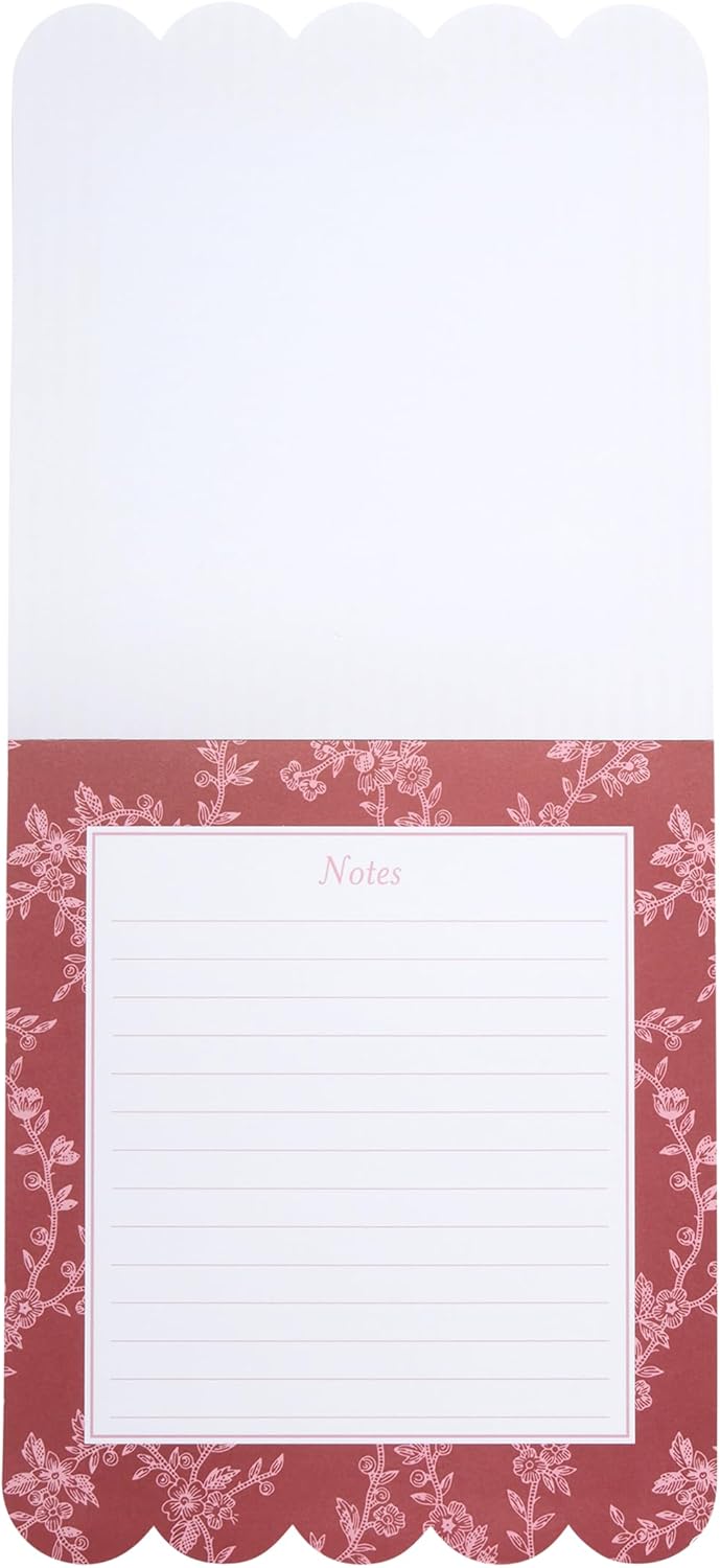Laura Ashley 3-in-1 Scalloped Edge Layered Notepad – 6.5 x 7.5 Inch Writing Pad with 150 Lined Tear-Off Sheets, Elegant Heirloom Cottage Stationery, Glue-Bound with Sturdy Backboard
