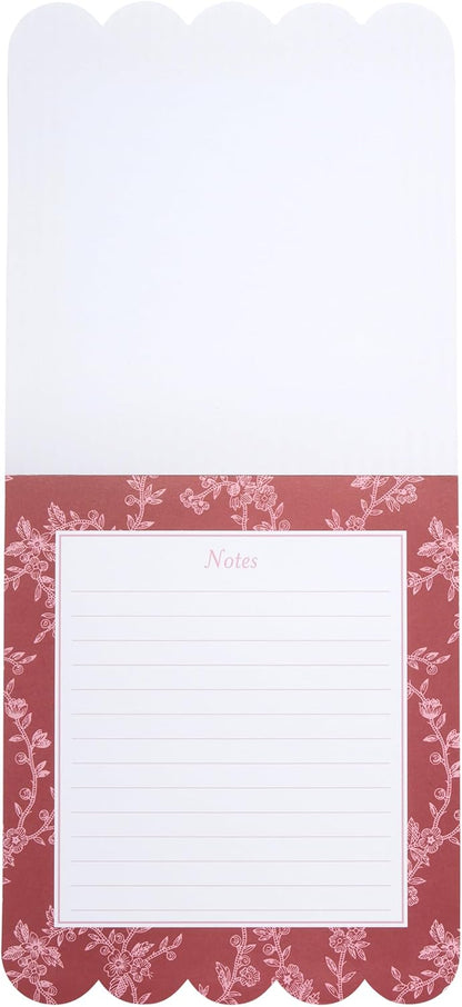 Laura Ashley 3-in-1 Scalloped Edge Layered Notepad – 6.5 x 7.5 Inch Writing Pad with 150 Lined Tear-Off Sheets, Elegant Heirloom Cottage Stationery, Glue-Bound with Sturdy Backboard