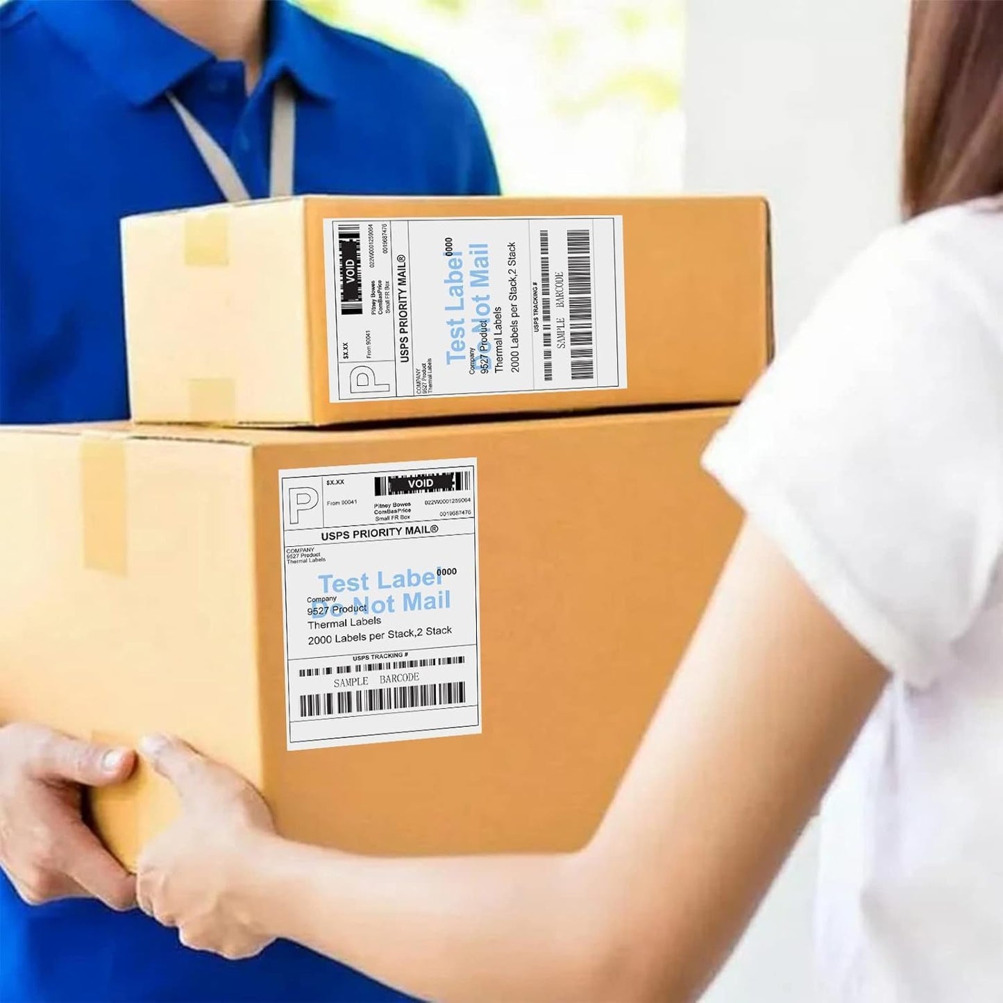 9527 Product Fanfold 4 x 6 Direct Thermal Labels White Perforated Shipping Labels, 500pcs per Stack,1 Stack