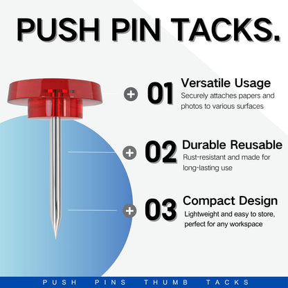 150 PCS Clear Push Pins Tacks Count in Reusable Box for Bulletin Boards and Wall Displays Heavy Duty Plastic Head