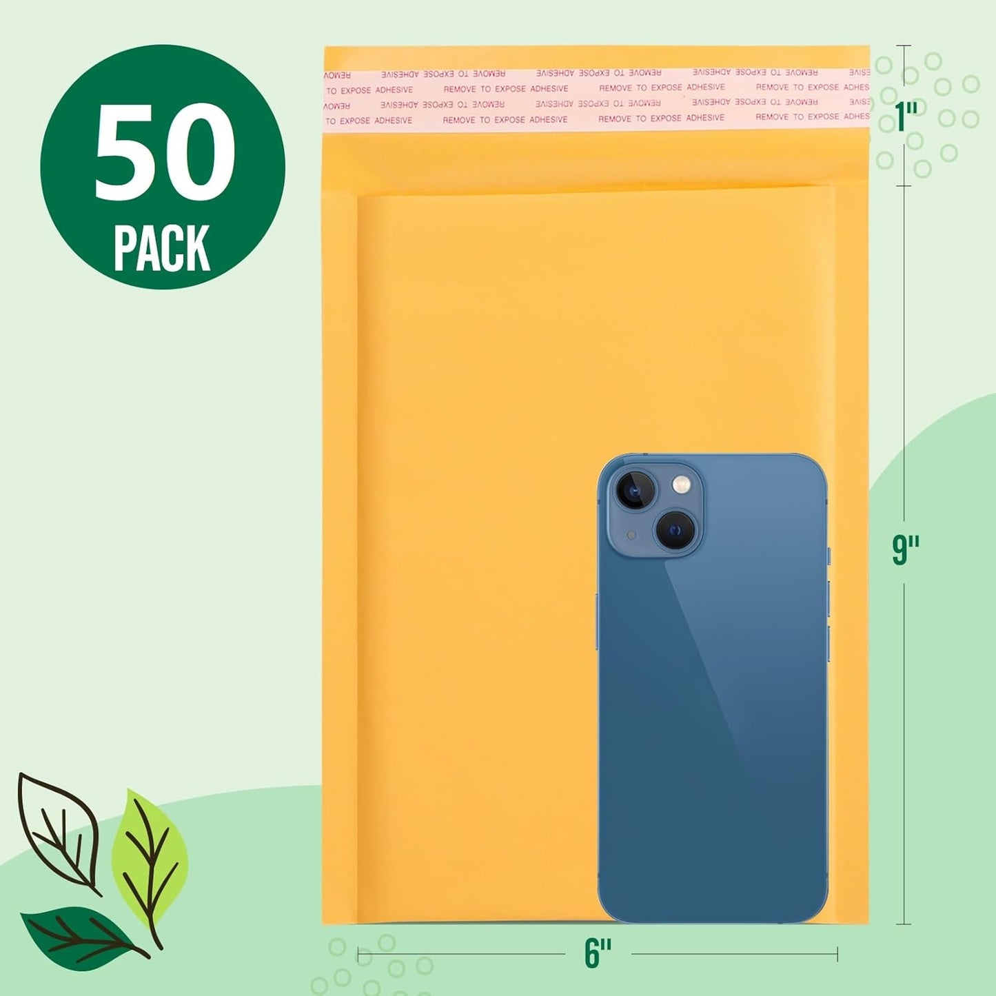 Fuxury Kraft Bubble Mailer 4x8” 50Pack Padded Envelopes Usable Size 4x7" Strong Adhesion Thick Bubble Envelopes Waterproof Cushioned Bubble Mailers Packaging for Small Business #000 Yellow