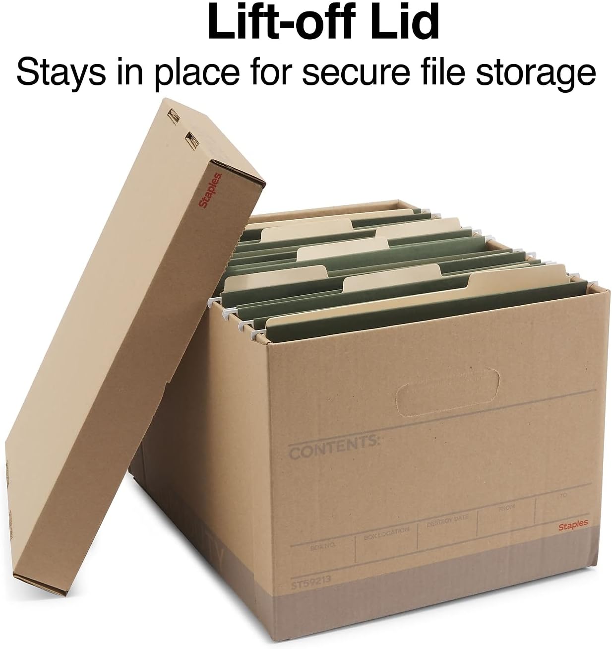 STAPLES Corrugated File Box Lift Off Lid, Letter/Legal Size, White/Black, 10/Pack