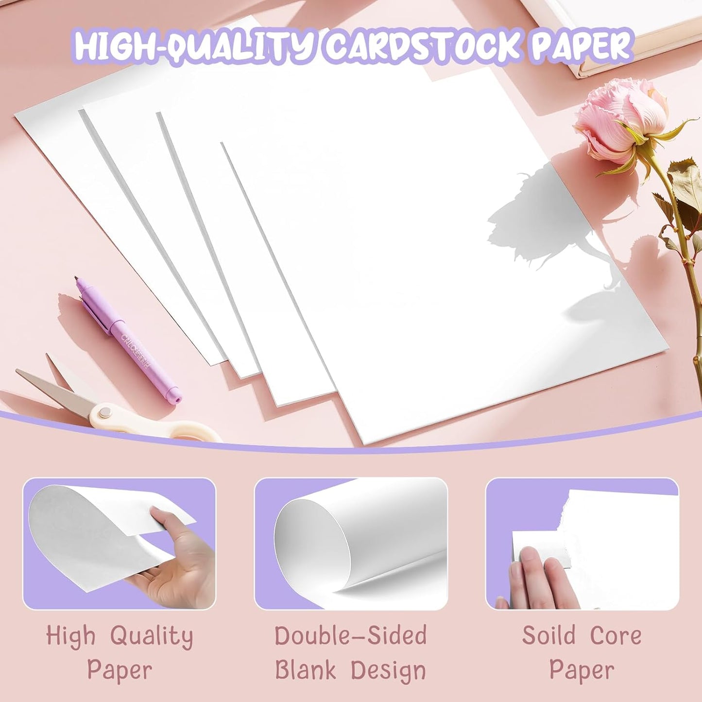 40 Sheets Cream Cardstock Paper 8.5 x 11, Ivory Cardstock Printer Paper 8.5x11, Off White Card Stock Paper 8.5 x 11, 200 GSM Construction Paper for DIY Cards, Greeting Cards, Wedding Invitations