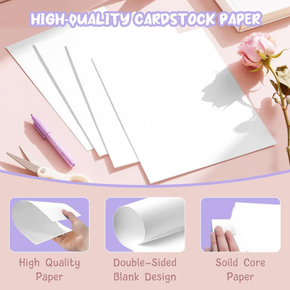 40 Sheets Cream Cardstock Paper 8.5 x 11, Ivory Cardstock Printer Paper 8.5x11, Off White Card Stock Paper 8.5 x 11, 200 GSM Construction Paper for DIY Cards, Greeting Cards, Wedding Invitations