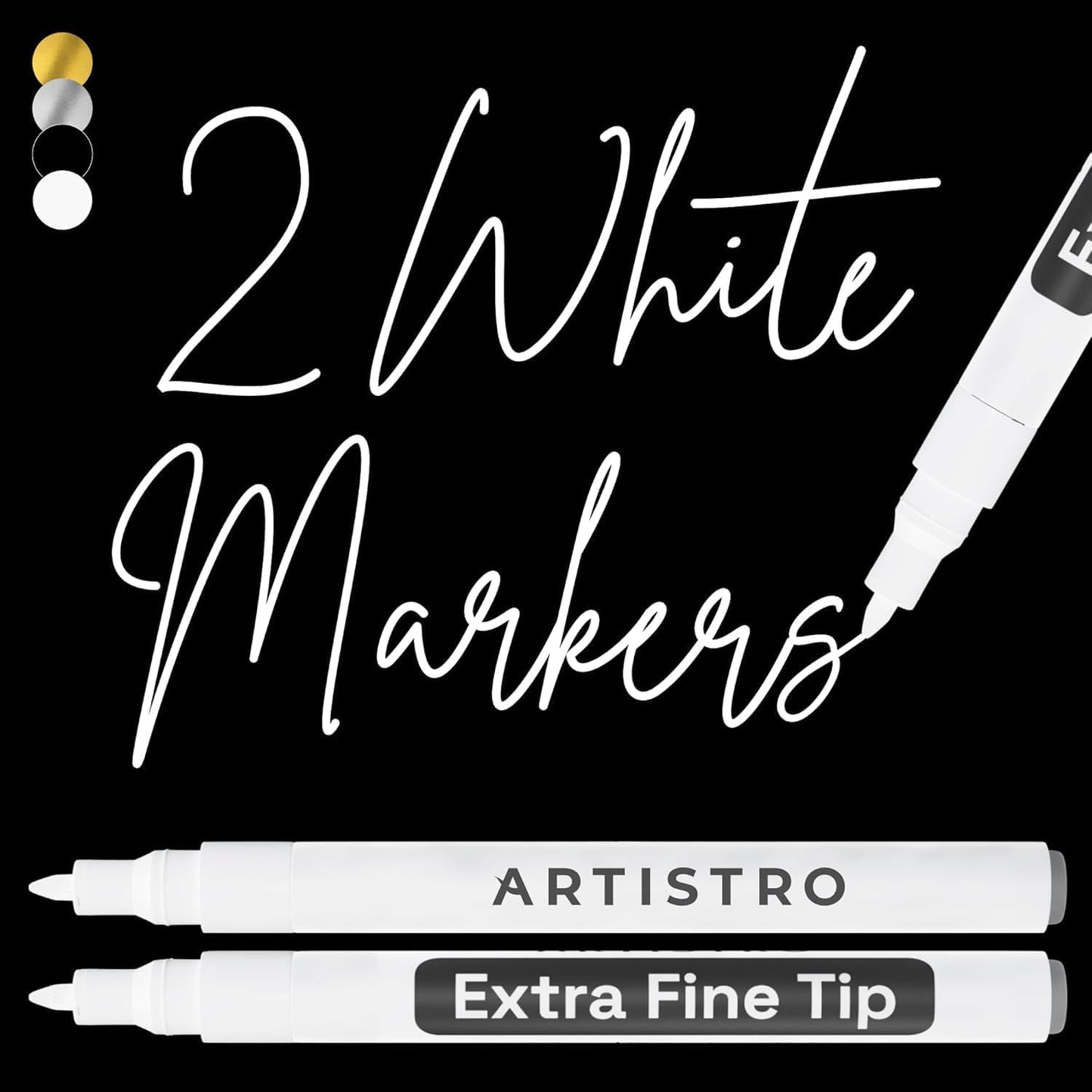 ARTISTRO 2 Gold Acrylic Paint Markers - 0.7mm Extra Fine-Tip Metallic Paint Pens - Perfect for Crafting, Art Projects, & More