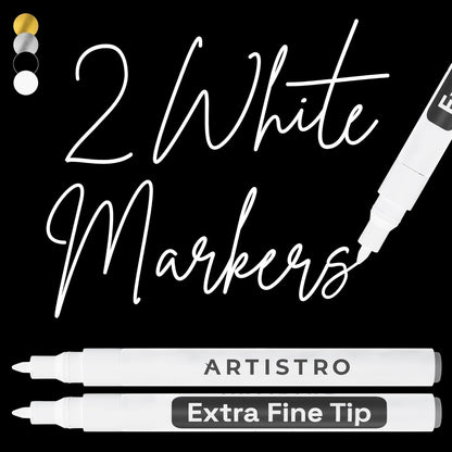 ARTISTRO 2 Gold Acrylic Paint Markers - 0.7mm Extra Fine-Tip Metallic Paint Pens - Perfect for Crafting, Art Projects, & More