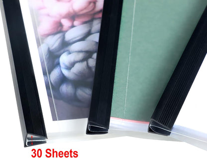 Outus 30 Pieces Binding Bars Slide Grip Binding Bars for Office Report Cover, A4 Size, 30 Sheets Capacity, 12 Inch (Black)