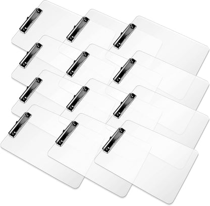 Plastic Clipboards, A4 Acrylic Clear Board 8.5x11 for Classroom, Students, Transparent Letter Size 9" x 12.5" with Low Profile Clip, Office & School Supply(Pack of 6)