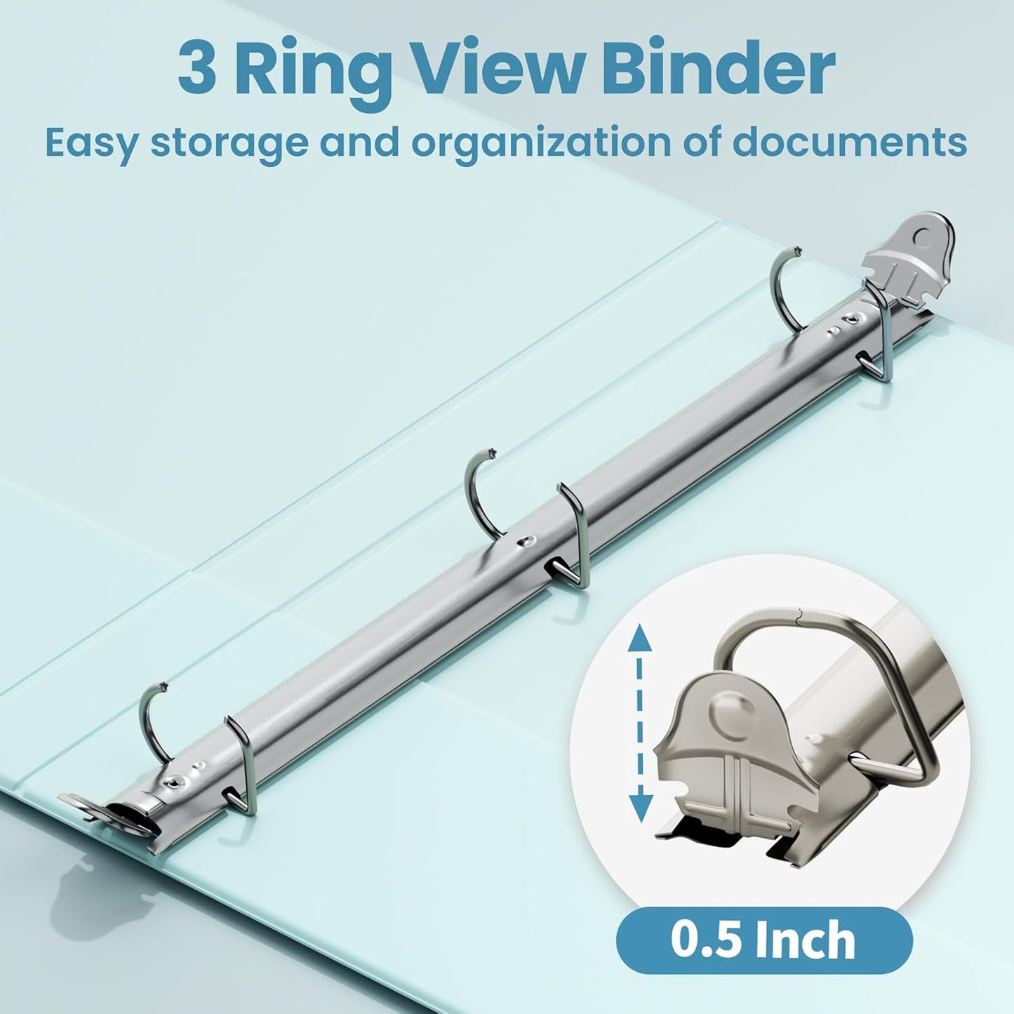 SUNEE 3 Ring Binder 2 Inch, Clear View Binder Three Ring PVC-Free (Fit 8.5x11 Inches) for School or Office Supplies, Light Purple, 1 Pack