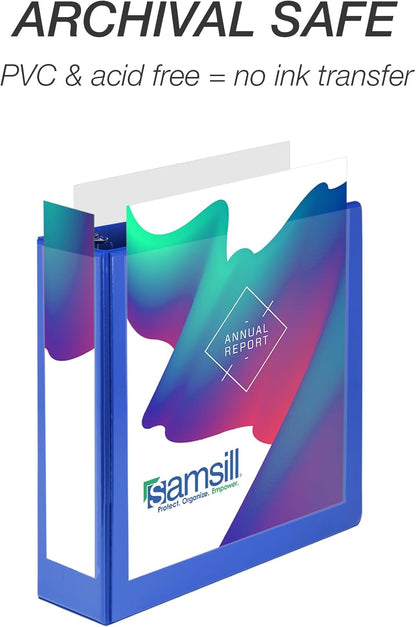 Samsill 1.5 Inch 3 Ring Binders, Economy Round Ring, Clear View Cover, 325 Sheet Capacity - for School, Home, Office - White, 4 Pack