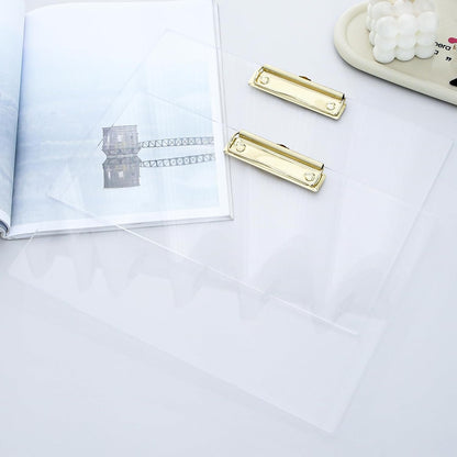 JIARI 2 Pack Clear Acrylic Office Clipboard A4 Letter Size 8.6" x 12.2" (Gold)