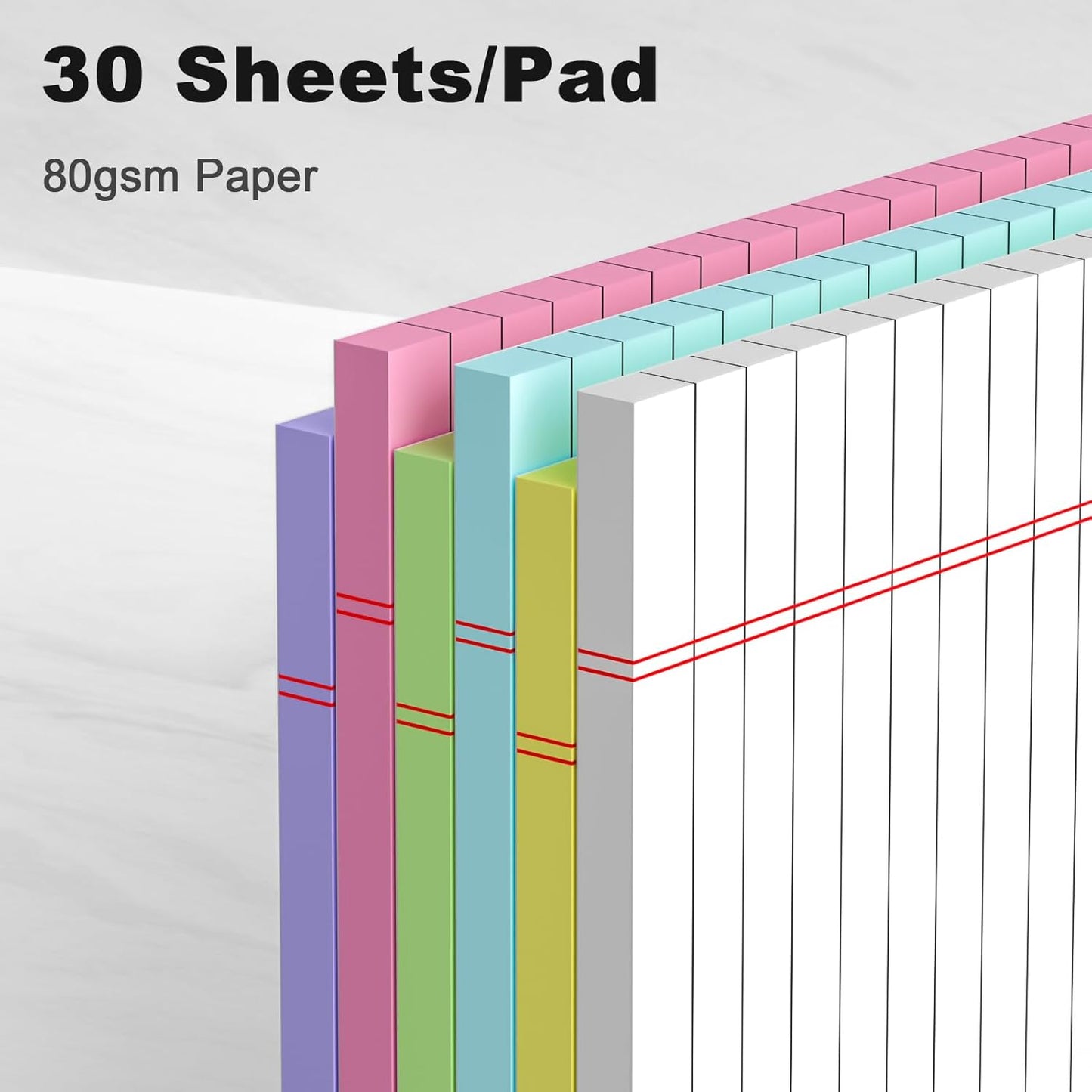 5pcs Small Note Pads 5x8 Notebook College Ruled Legal Pads Color Notepads 5 Pack Study Back Writing Pads 5 x 8 Perforated Narrow Ruled Pads of Paper for School & Office Supplies 30 Sheets/Pack