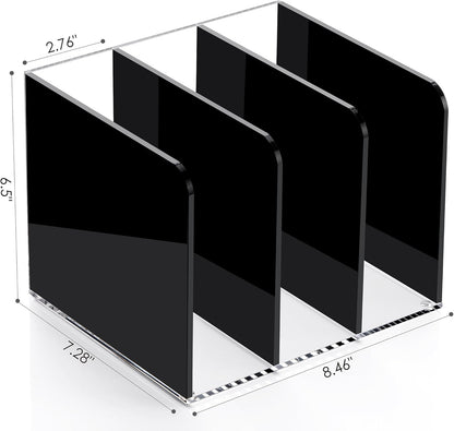 SANRUI 2-Pack Acrylic Magazine File Holder Desk Organizer Magazine Rack, Clear, Vertical File Sorter Holders, 9.45" D x 3.54" W x 10.24" H