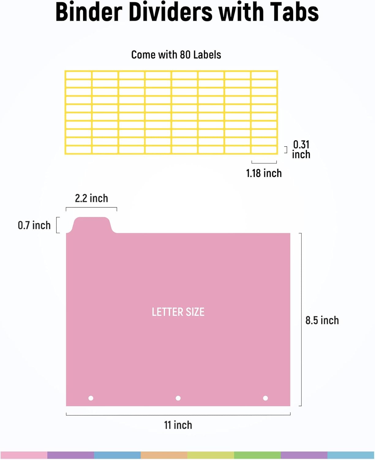 16 PCS 8 Tab Binder Dividers for 3 Ring Binder,Thicken, Write & Erase Reusable Waterproof Plastic Binders for School & Office Files, 2 Set, Extra 40 Labels