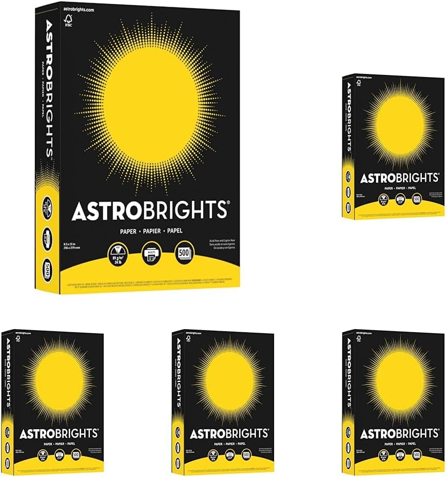 Neenah Astrobrights Bright Color Paper, 8 1/2in. x 11in., 24 Lb, FSC Certified, Solar Yellow, Ream Of 500 Sheets, 21538
