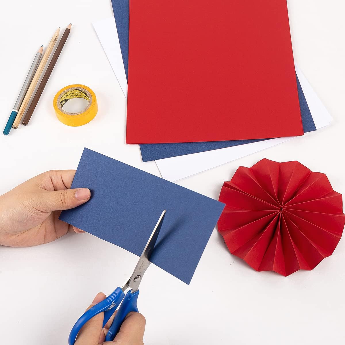 30 sheets Cardstock Paper 8 1/2 x 11 Inches for Crafts and Invitations (White/Red/Blue)