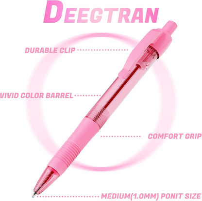 deegtran Pens Bulk, 30 Pack No Bleed Black Ink Click Pens with Soft Grip, Wholesale Retractable Ballpoint Pens for Office School, Medium Point Smooth 1.0MM