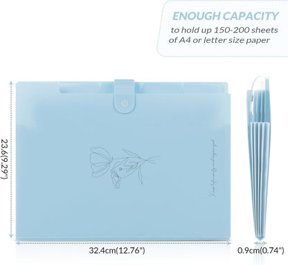 SKYDUE Letter A4 Paper Expanding File Folder Pockets Accordion Document Organizer (Purple)