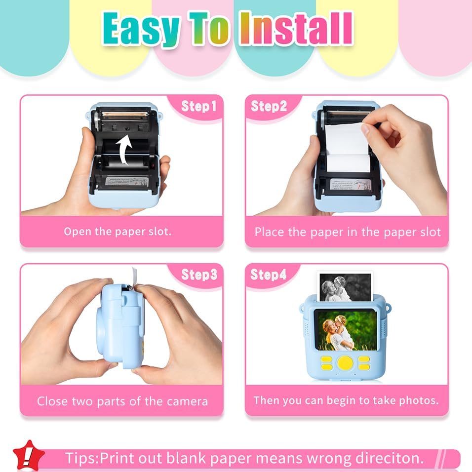 12 Rolls Instant Print Camera for Kids Refill Print Paper - Hikkon Thermal Print Paper Rolls Photo Print HD Printing for Most Kids Instant Camera - Paper Only(White-12)