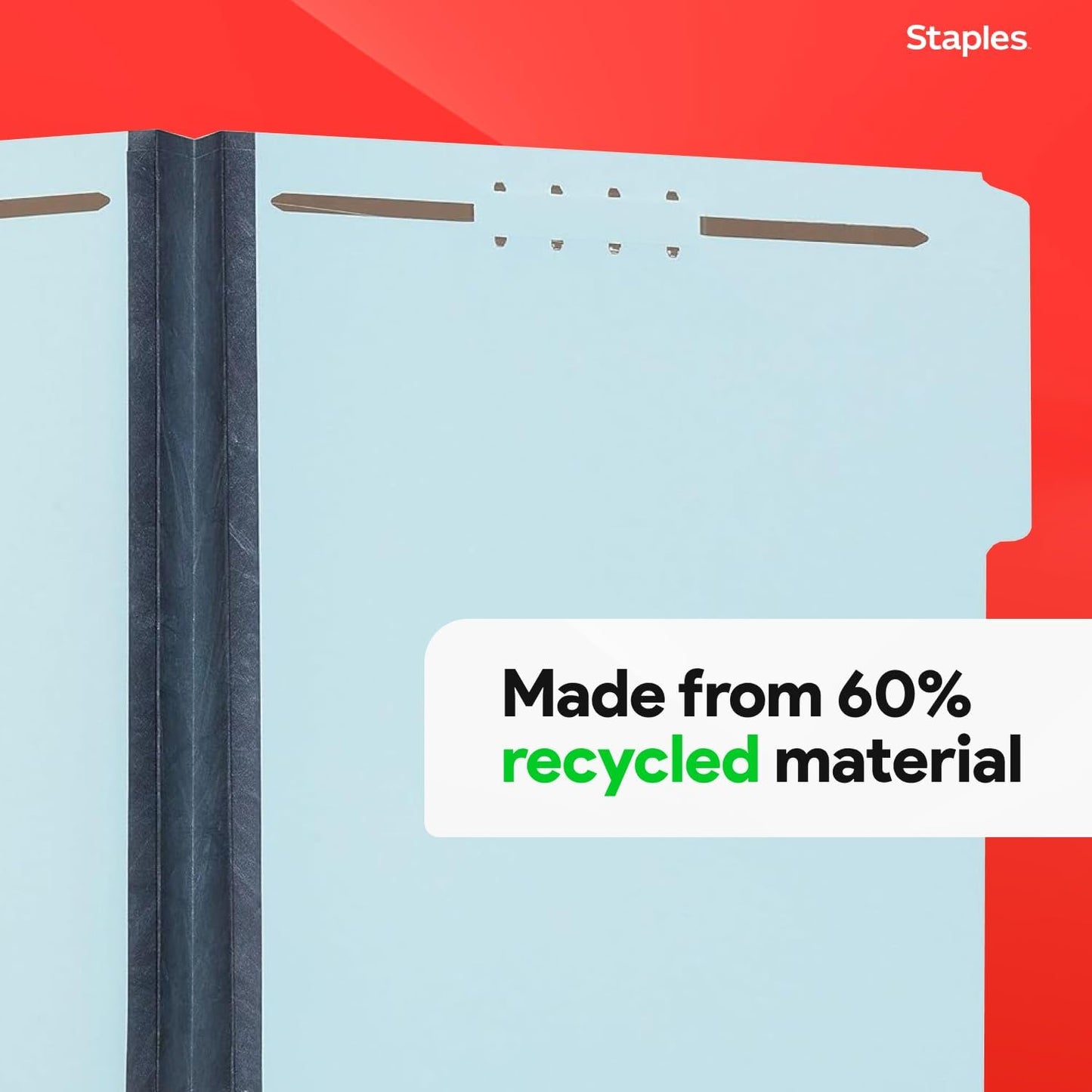 Staples® 60% Recycled Pressboard Classification Folder, 2" Expansion, Letter Size, Blue, 25/Box (ST384868/384868)